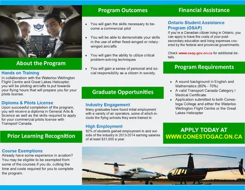 2016 aviation brochure (college assignment) — inside panel
